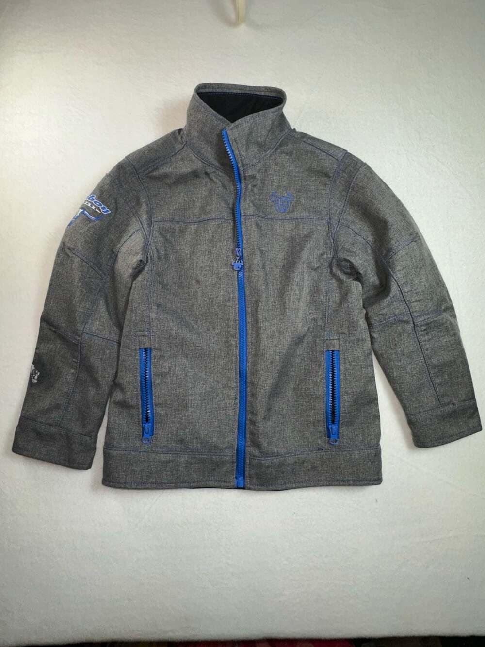 Cowboy Hardware Boys Tech Softshell Jacket Grey Heather with Blue Accents